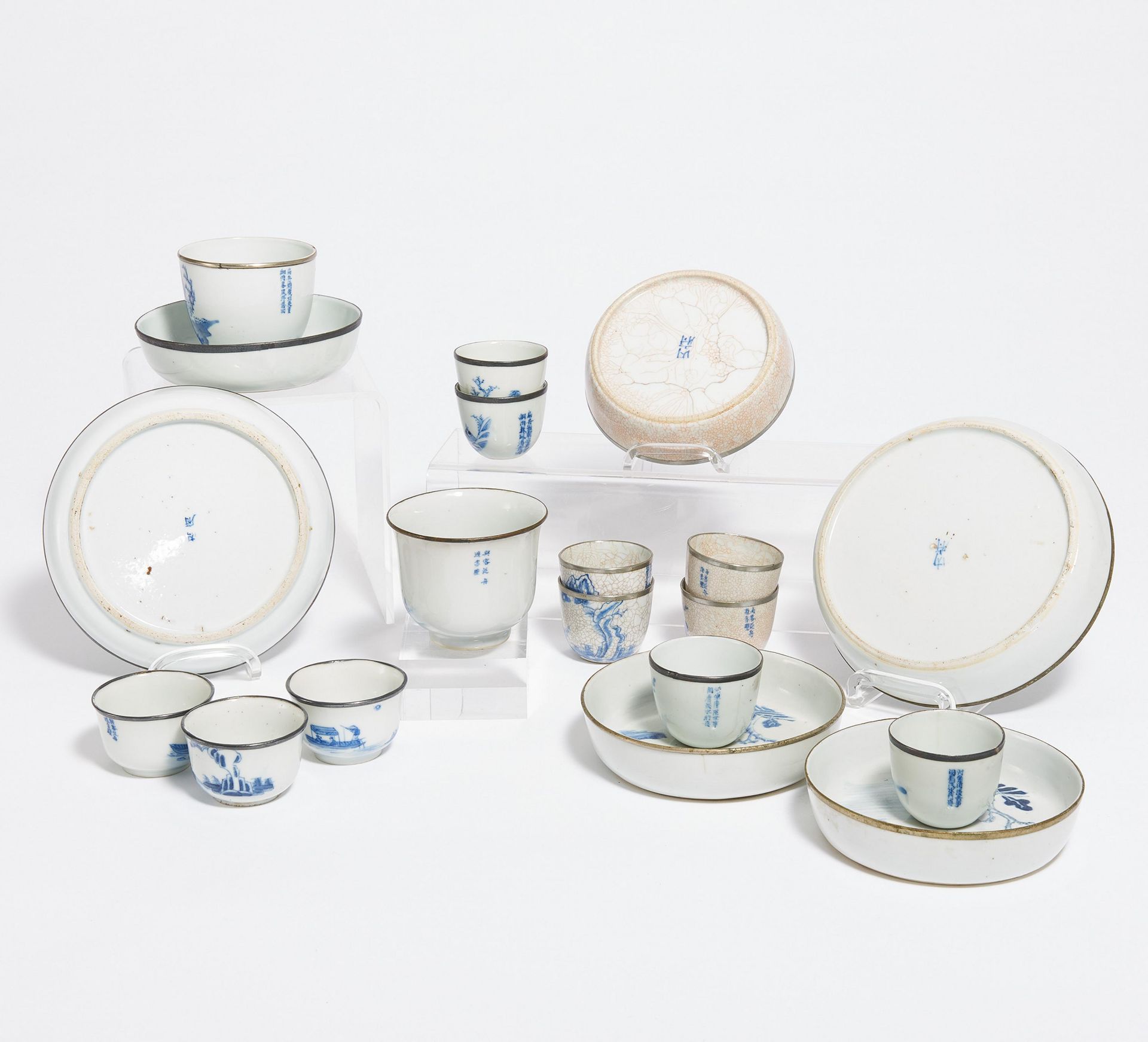 19 OBJECTS FROM FOUR TEA SETS WITH LANDSCAPES AND POEMS. Origin: China for Vietnam. Date: 19th c. - Bild 2 aus 3
