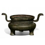 RARE, LARGE AND EARLY CENSER. Origin: China. Dynasty: Song or Yuan dynasty. Technique: Bronze with