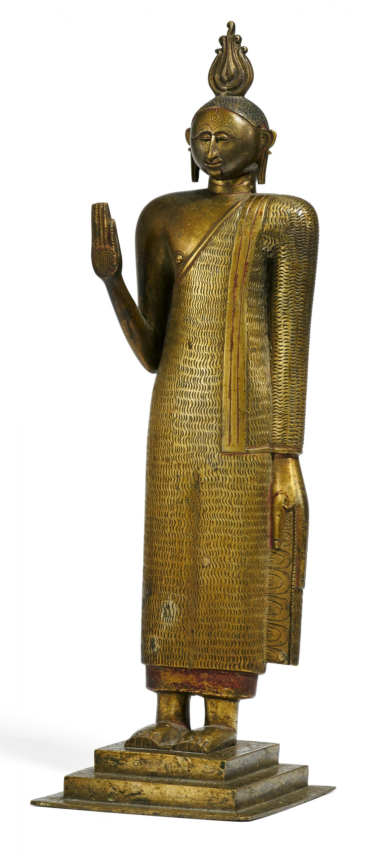 STANDING BUDDHA IN ABHAYA MUDRA. Origin: Sri Lanka/Ceylon. Dynasty: Kandy. Date: 19th c.