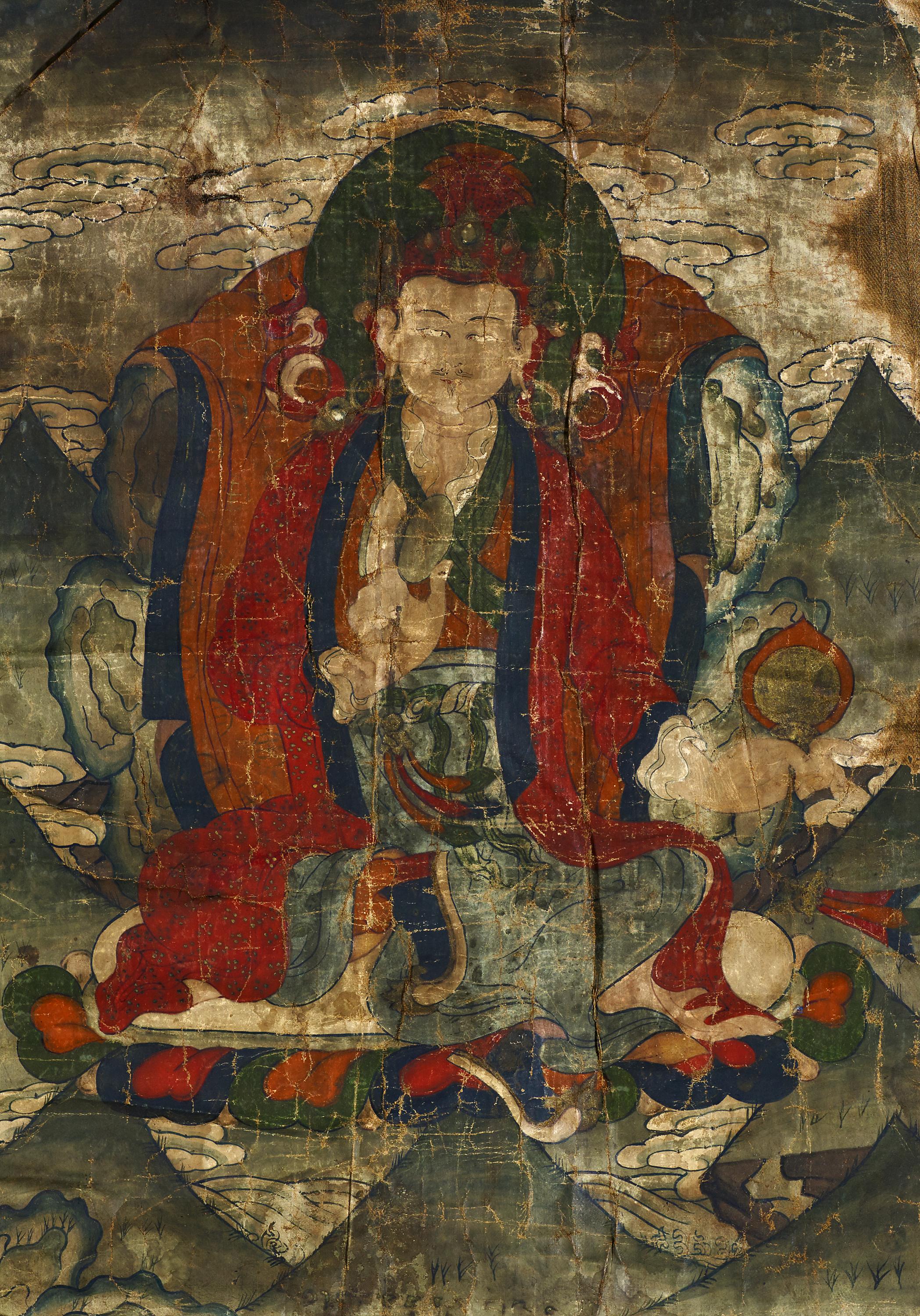 RARE SET OF FOUR THANGKA WITH EMANATIONS OF PADMASAMBHAVA (GURU RINPOCHE). Origin: Tibet. Date: 18th - Image 2 of 26