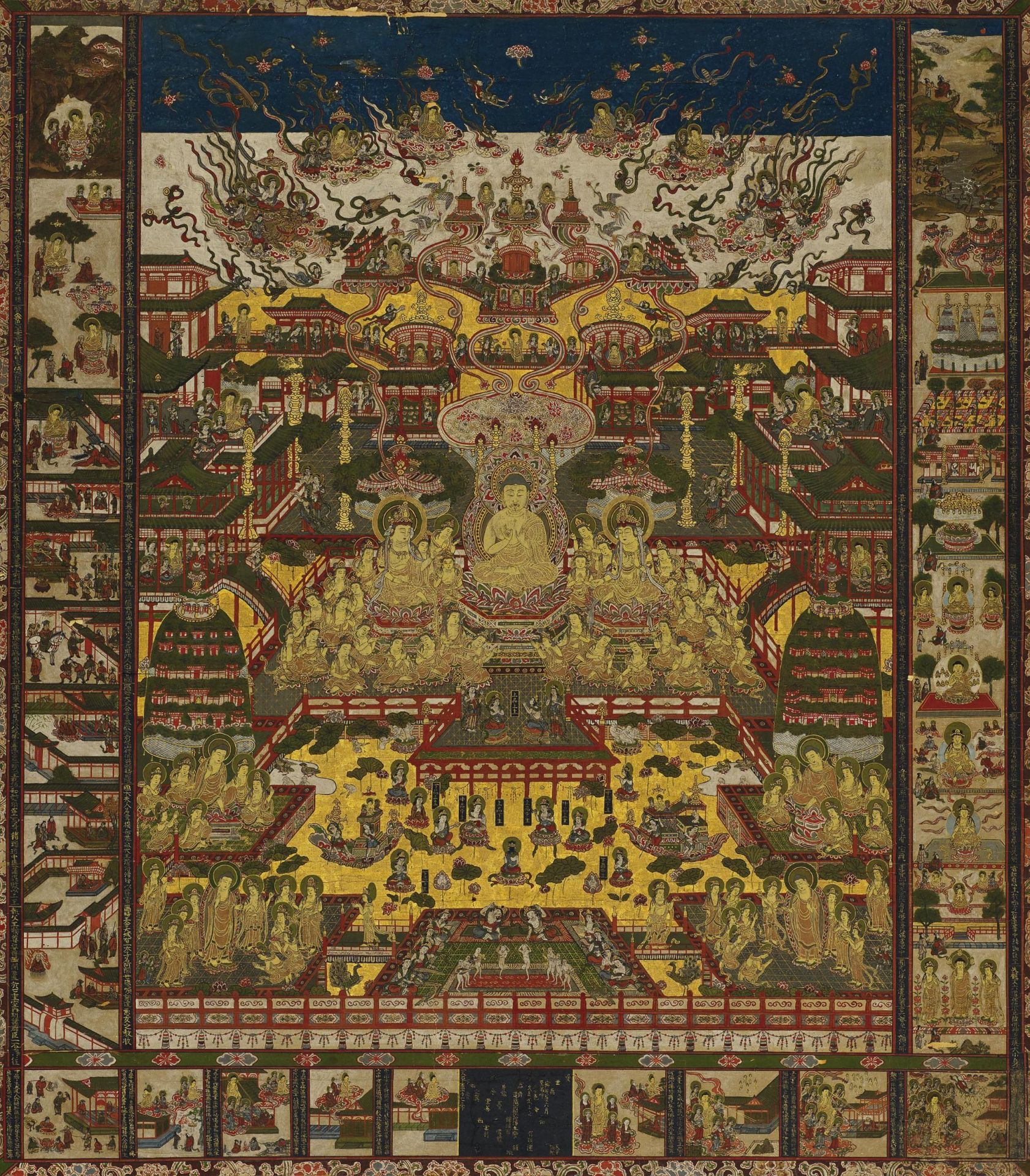 PAINTING OF THE TAIMA MANDALA. Origin: Japan. Dynasty: Edo period (1603-1868). Technique: Ink,