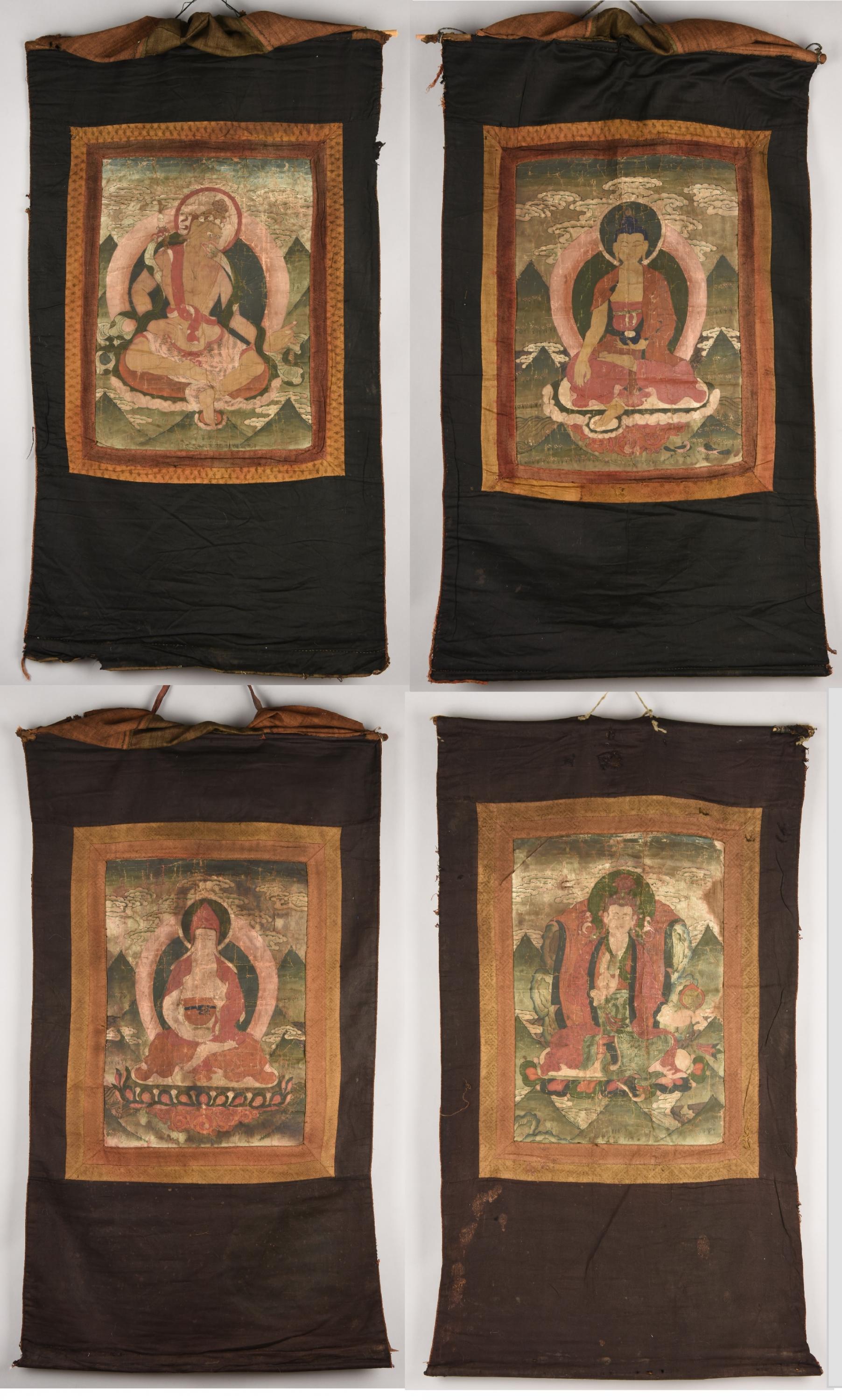 RARE SET OF FOUR THANGKA WITH EMANATIONS OF PADMASAMBHAVA (GURU RINPOCHE). Origin: Tibet. Date: 18th - Image 10 of 26