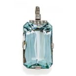 AQUAMARINE-PENDANT. Origin: Germany. Date: 1930s. Material: Platinum, 585/- yellow gold plated,