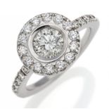 DIAMOND-RING. Origin: Italy. Material: 750/- white gold, with mark. Total Weight: ca. 5,5 g. EU-