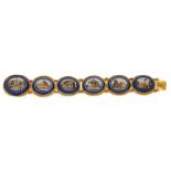 MICROMOSAIC-BRACELET. Origin: Rome. Date: 19th century. Material: 585/- yellow gold, buckle 750/-