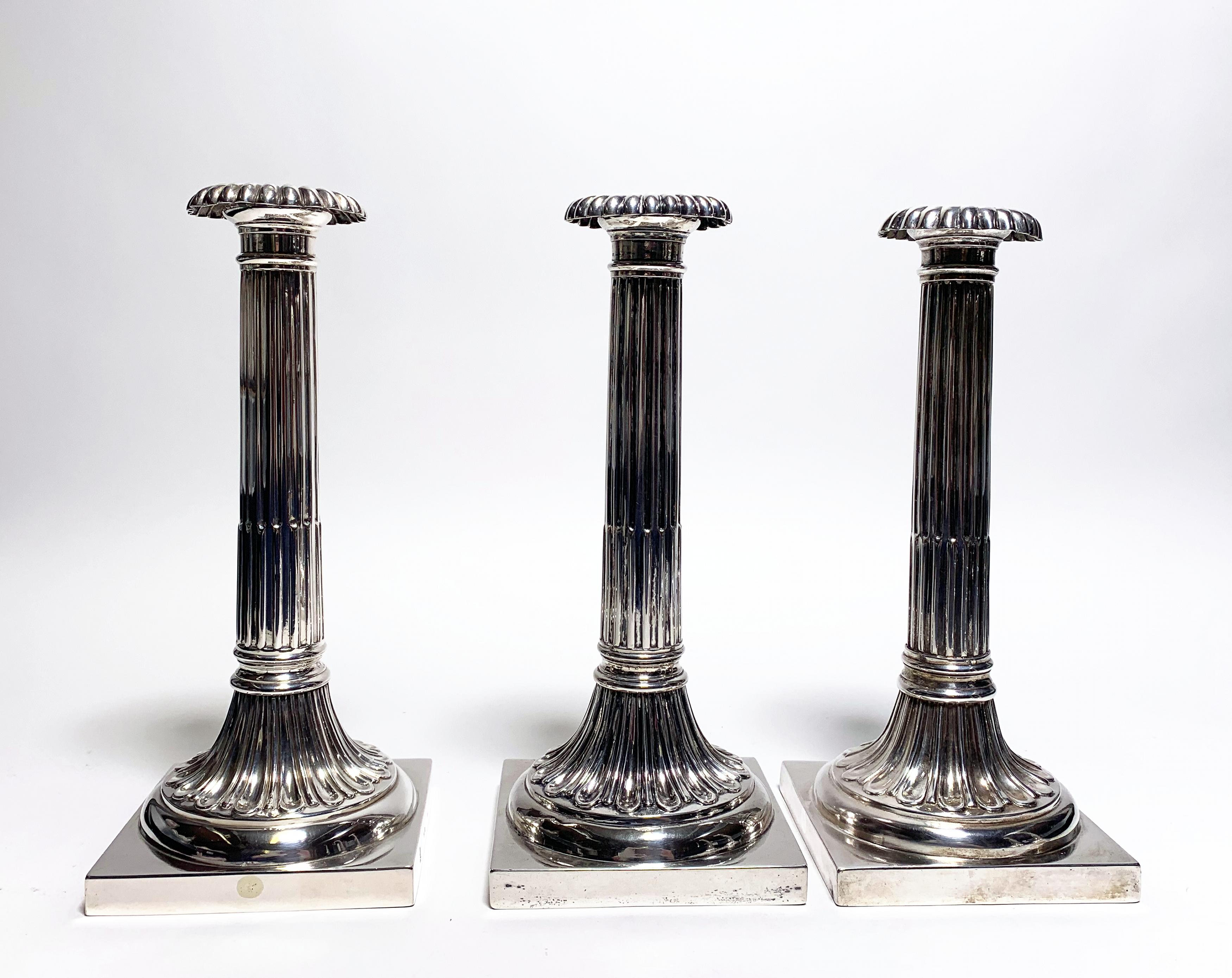 SIX MARVELOUS SILVER CANDLESTICKS WITH FLUTING DECOR. Augsburg. Date: 1781-1783. Maker/Designer: - Image 5 of 13