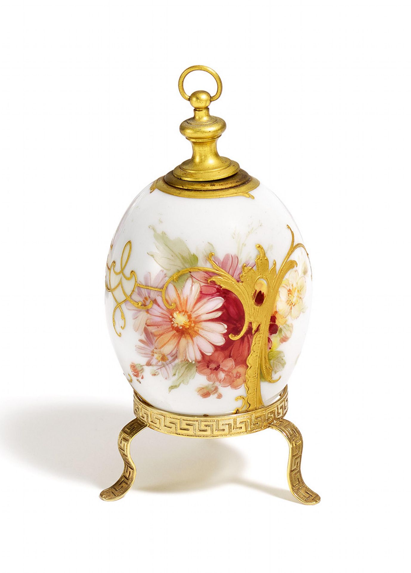 PORCELAIN EASTER EGG FLACON WITH FLOWER DECOR "WEICHMALEREI". KPM. Berlin. Date: 19th century.