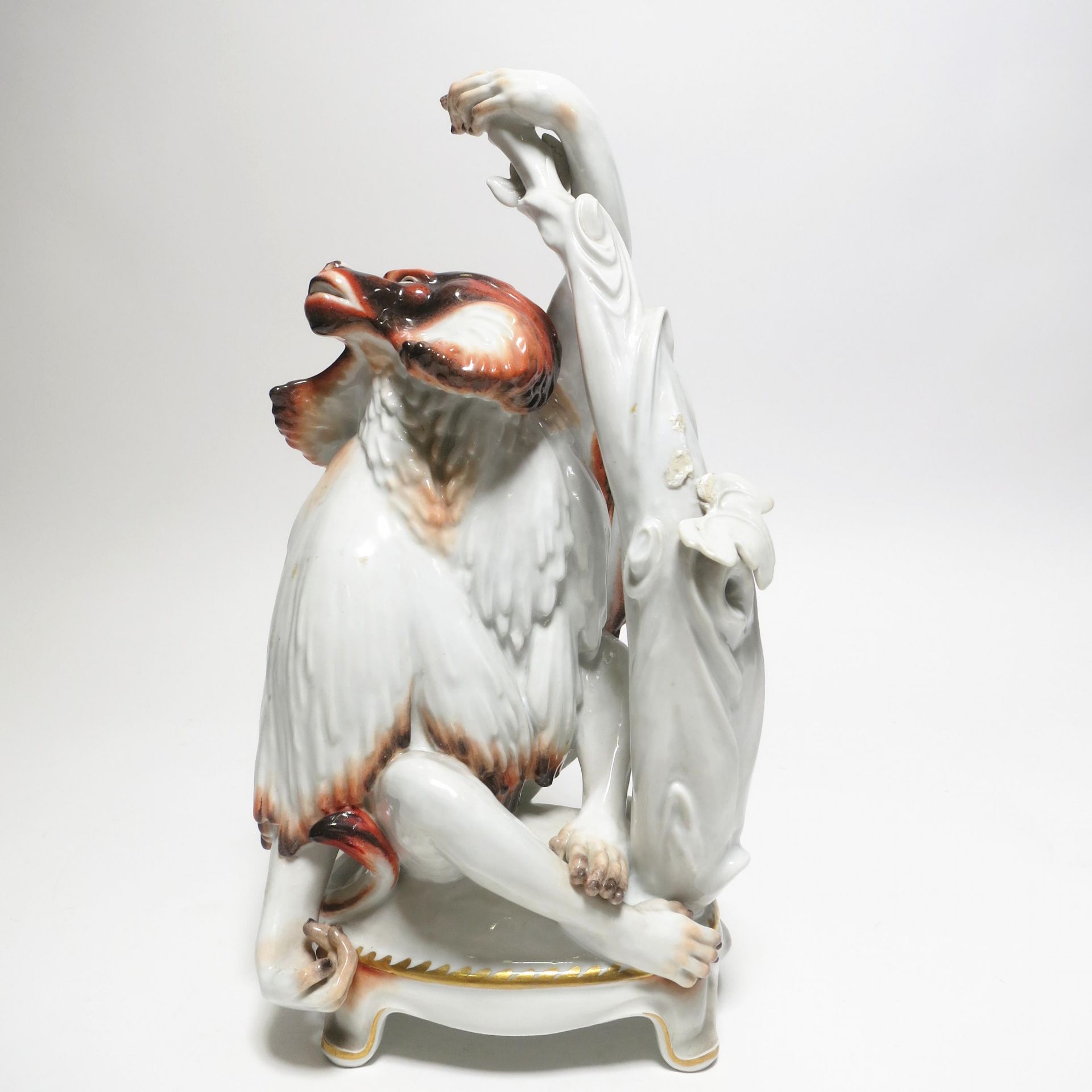 PORCELAIN FIGURINES OF THE BABOON, WOLF AND ROEBUCK FROM THE CENTREPIECE "REINECKE FUCHS". - Bild 14 aus 20