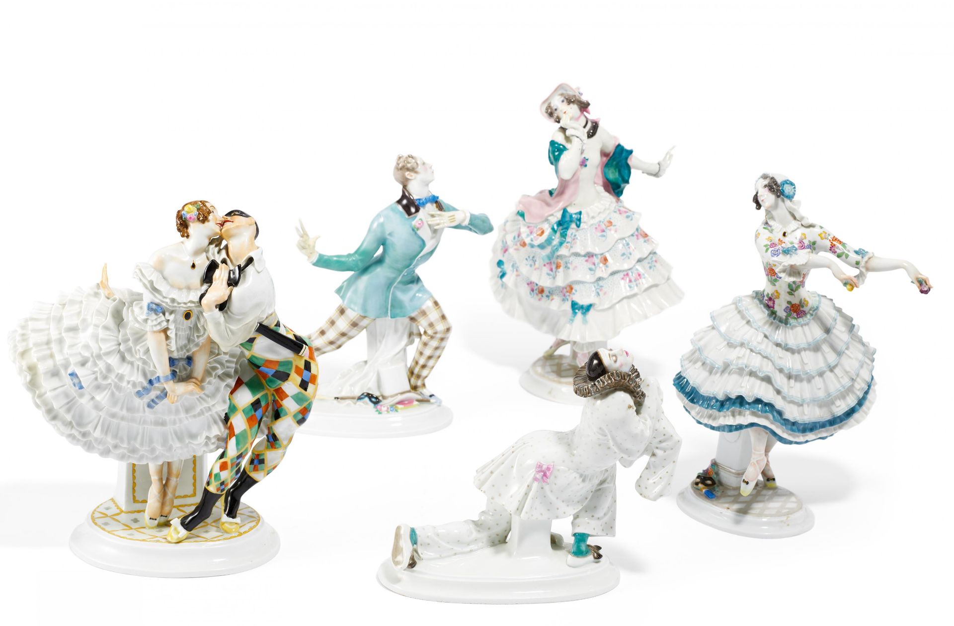 PORCELAIN FIGURINES 'RUSSIAN BALLET'. Meissen. Maker/Designer: Models P. Scheurich, 1913. Technique: