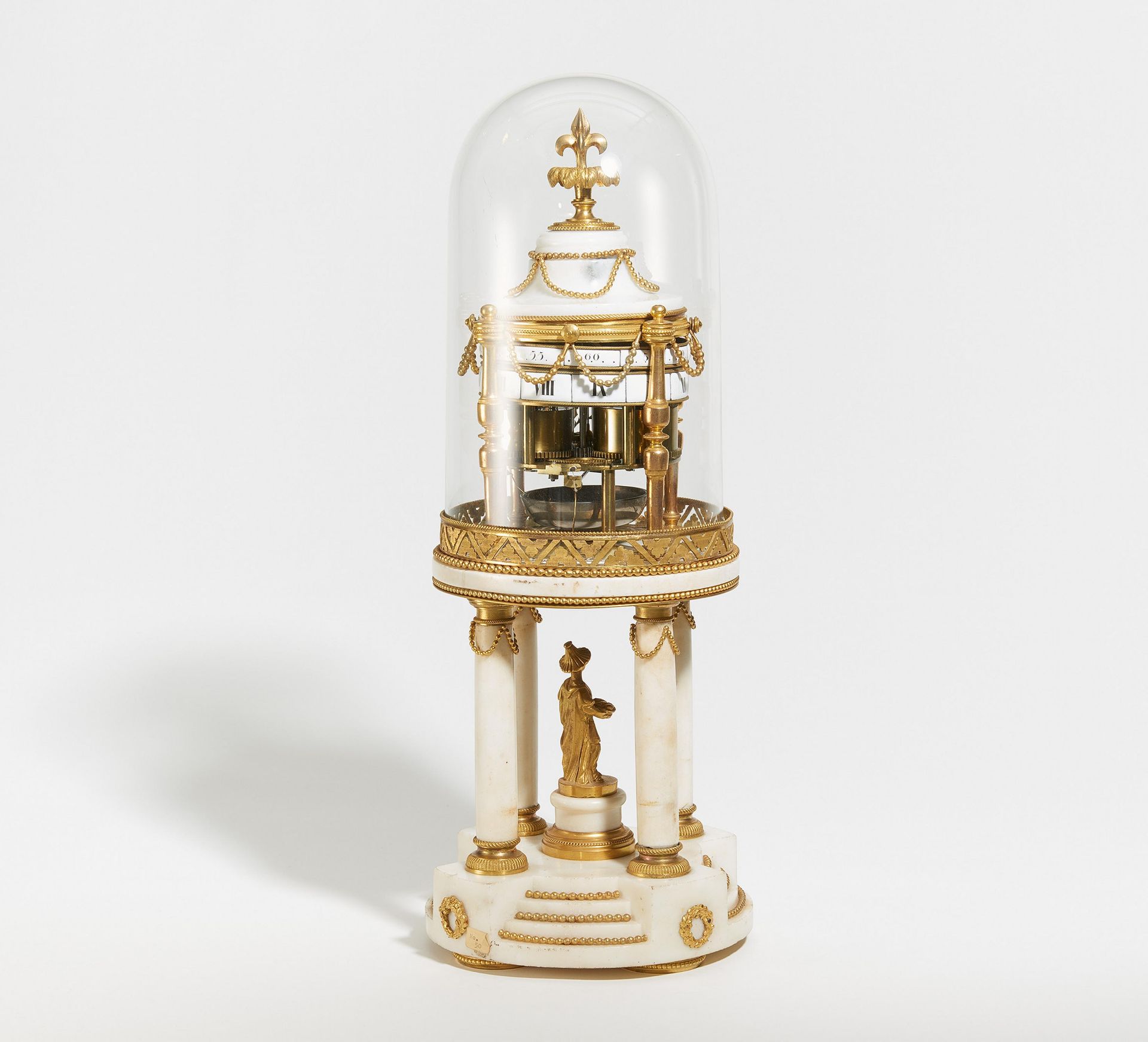 LOUIS XVI PENDULUM CLOCK, SO CALLED "CIRCLE TOURNANT", MADE OF WHITE MARBLE, ENAMEL AND GILT - Bild 3 aus 6