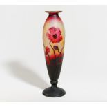 LARGE GLASS VASE WITH POPPIES. Daum Frères. Nancy. Date: Around 1912. Technique: Clear glass with