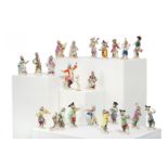 21 PORCELAIN FIGURINES AND A MUSIC DESK FROM THE APE CHAPEL. Meissen. Maker/Designer: Model J.J.