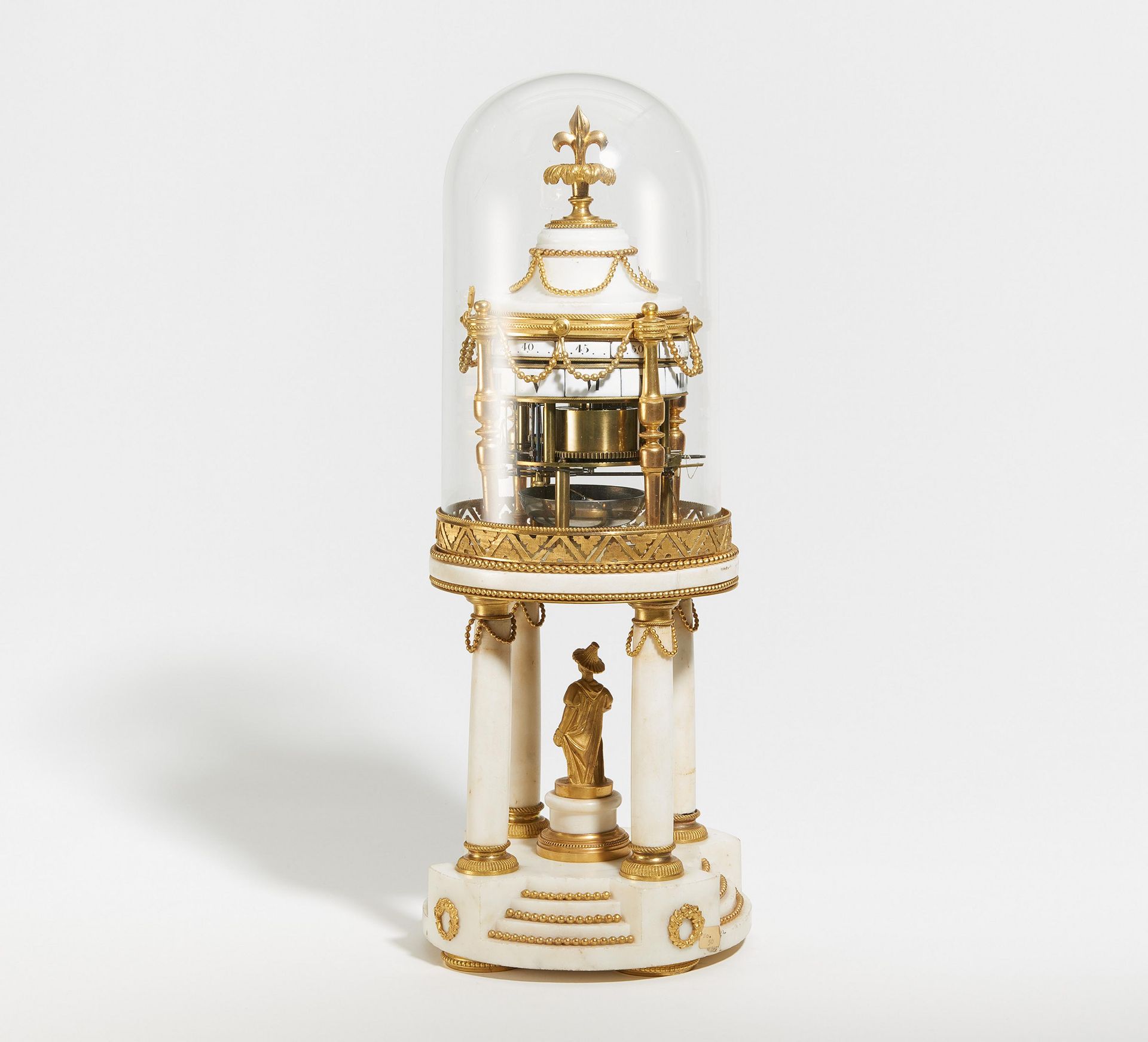 LOUIS XVI PENDULUM CLOCK, SO CALLED "CIRCLE TOURNANT", MADE OF WHITE MARBLE, ENAMEL AND GILT - Bild 2 aus 6