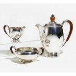 THREE-PART SILVER COFFEE SERVICE. Copenhagen. Date: 1938. Maker/Designer: Georg Hellesen Petersen.