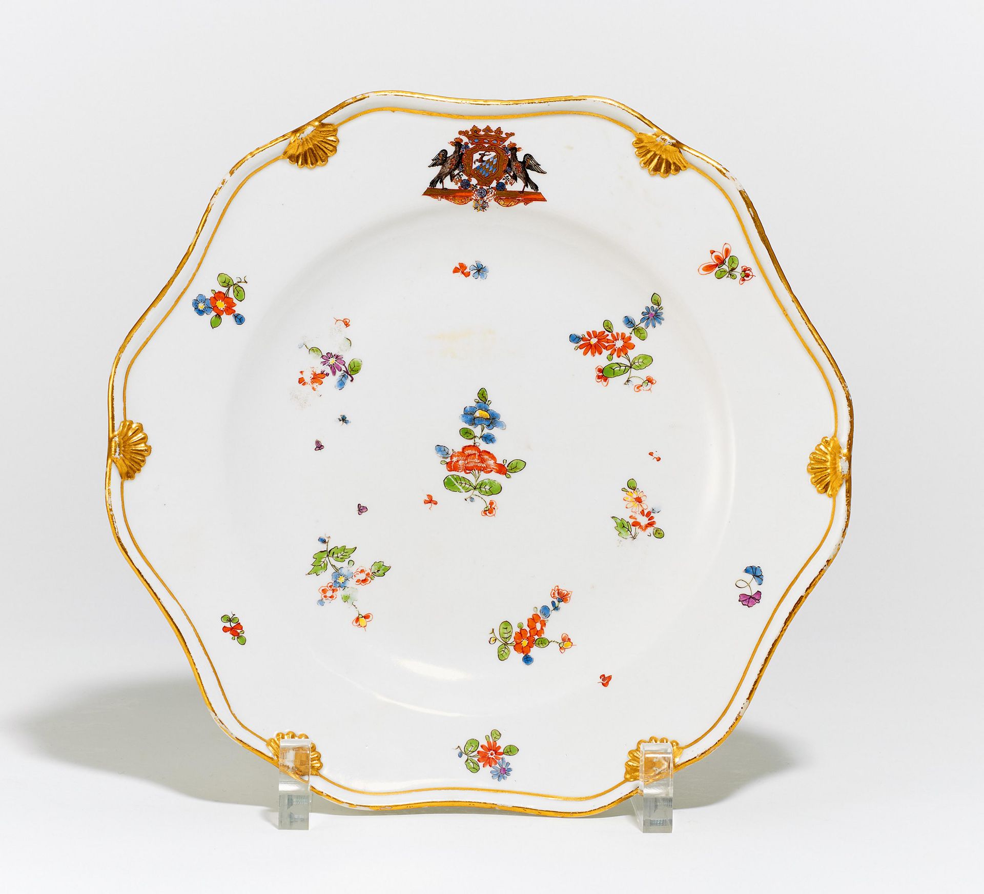 PORCELAIN PLATE FROM THE SERVICE FOR HEINRICH VON PODEWILS. Meissen. Date: Molded 1742. Maker/