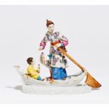 PORCELAIN GROUP OF JAPANESE ON A BOAT. Meissen. Maker/Designer: Model J.J. Kaendler and P. Reinicke.