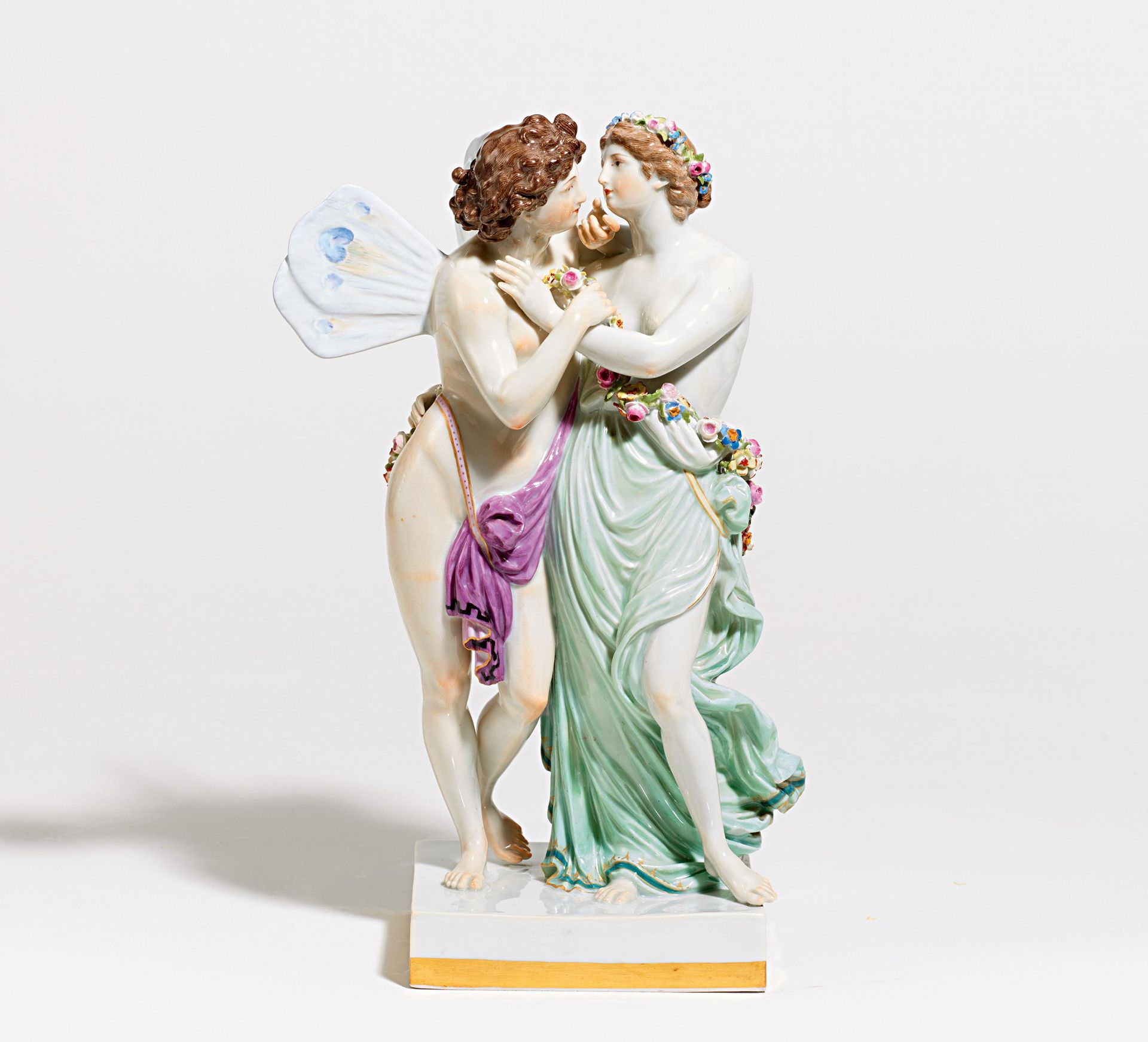 PORCELAIN GROUP "ZEPHYR AND FLORA". Meissen. Date: Before 1924. Maker/Designer: Model C.G. Jüchtzer.