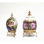 TWO PORCELAIN BIEDERMEIER EASTER EGGS. Presumably Germany. Date: 19th century. Technique: Porcelain,