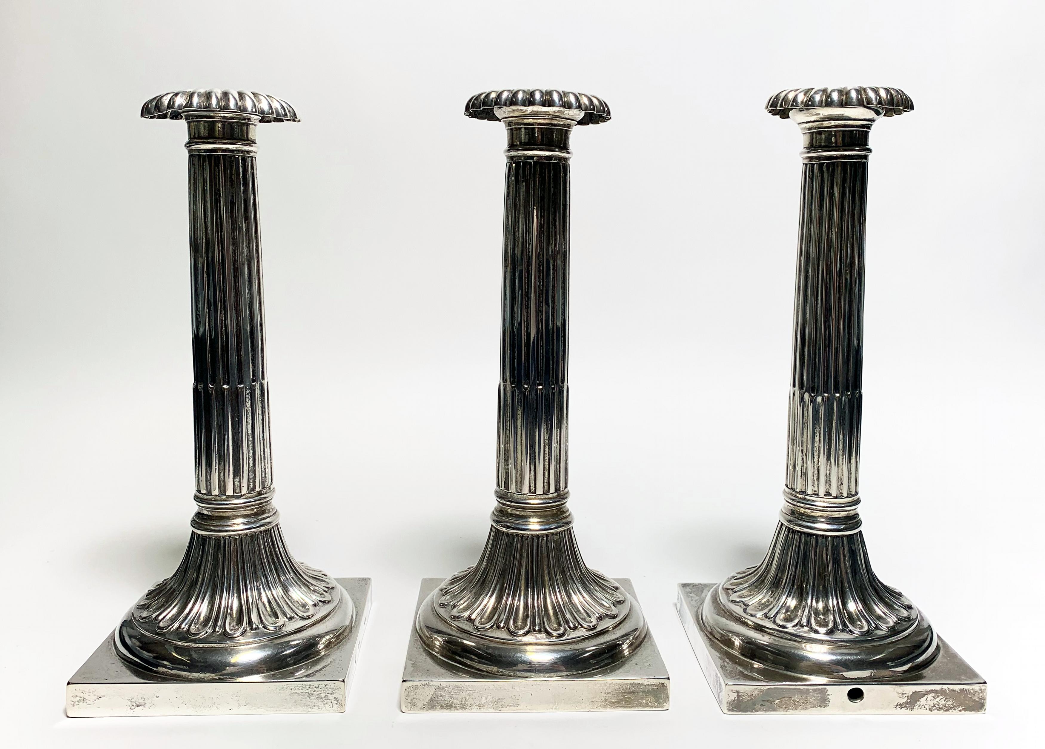 SIX MARVELOUS SILVER CANDLESTICKS WITH FLUTING DECOR. Augsburg. Date: 1781-1783. Maker/Designer: - Image 12 of 13