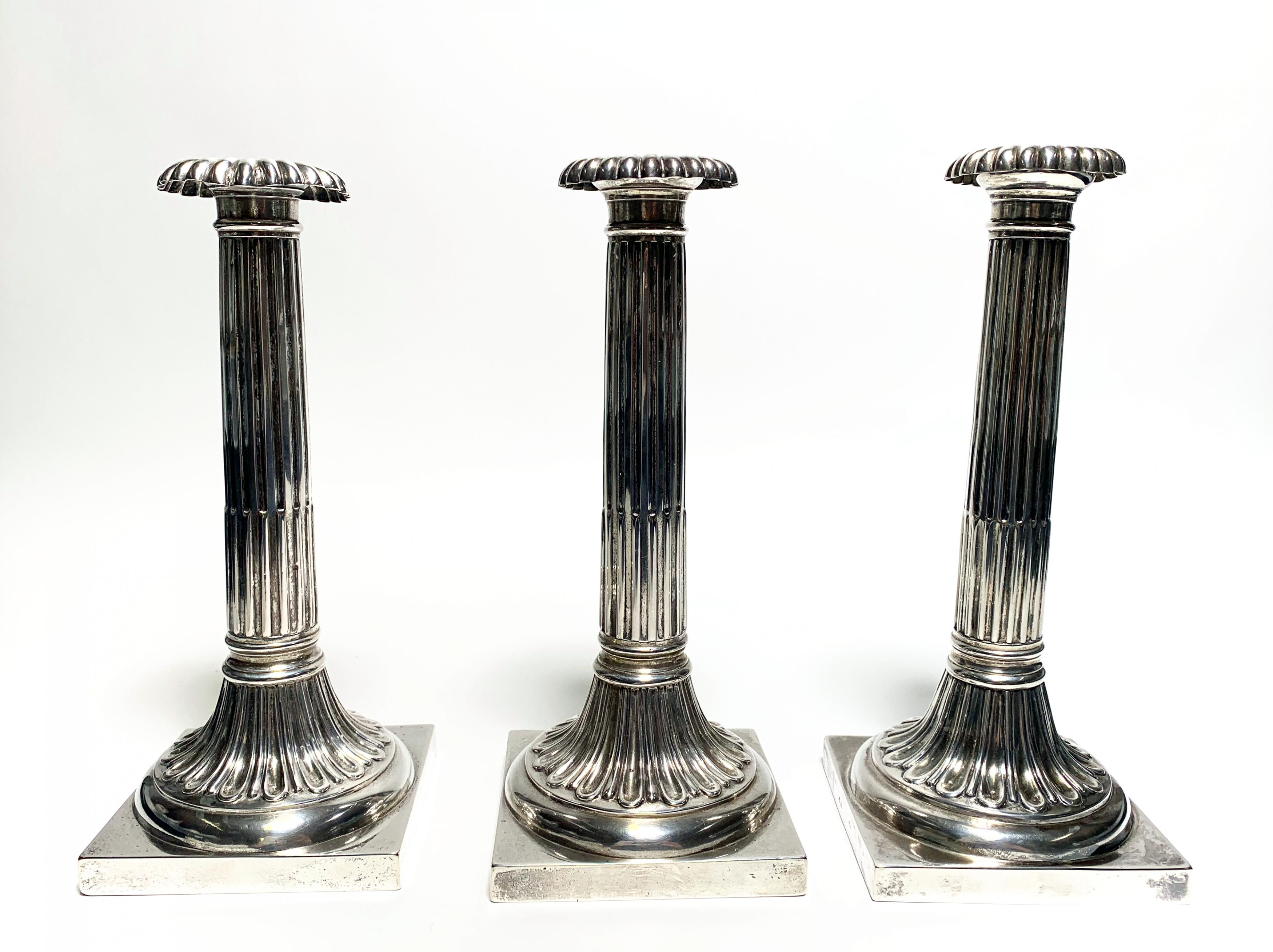 SIX MARVELOUS SILVER CANDLESTICKS WITH FLUTING DECOR. Augsburg. Date: 1781-1783. Maker/Designer: - Image 10 of 13