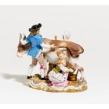 PORCELAIN GROUP OF FARMERS WITH COW. Meissen. Date: 19th century. Maker/Designer: Model M.V.