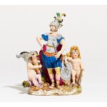 PORCELAIN FIGURINE OF MARS WITH THREE CUPIDS. Meissen. Date: 19th century. Maker/Designer: Model M.