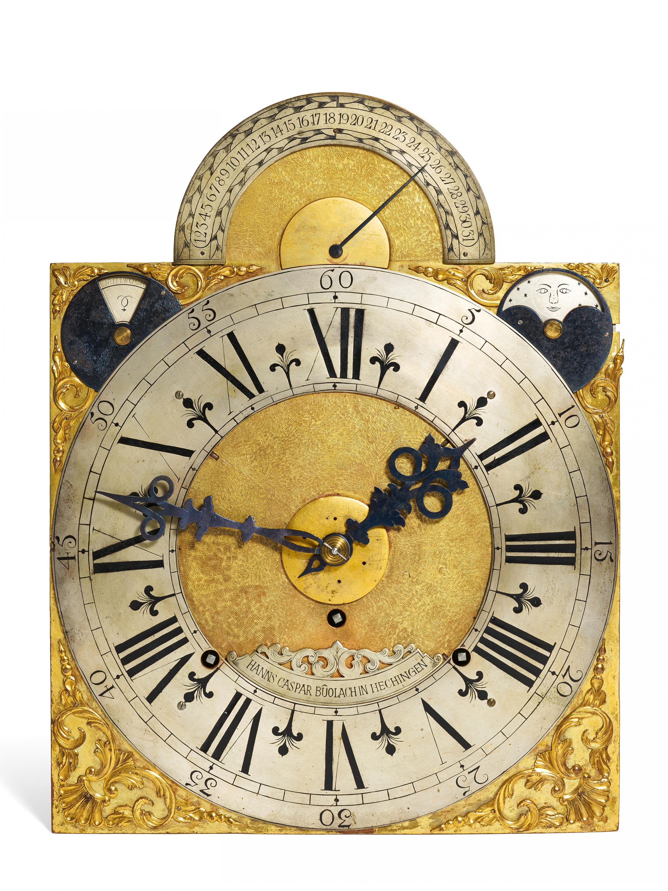 BAROQUE WALNUT WOOD LONGCASE CLOCK WITH ACORN WOOD INLAYS. Hechingen. Date: Around 1730-50. Maker/ - Image 3 of 4