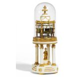 LOUIS XVI PENDULUM CLOCK, SO CALLED "CIRCLE TOURNANT", MADE OF WHITE MARBLE, ENAMEL AND GILT