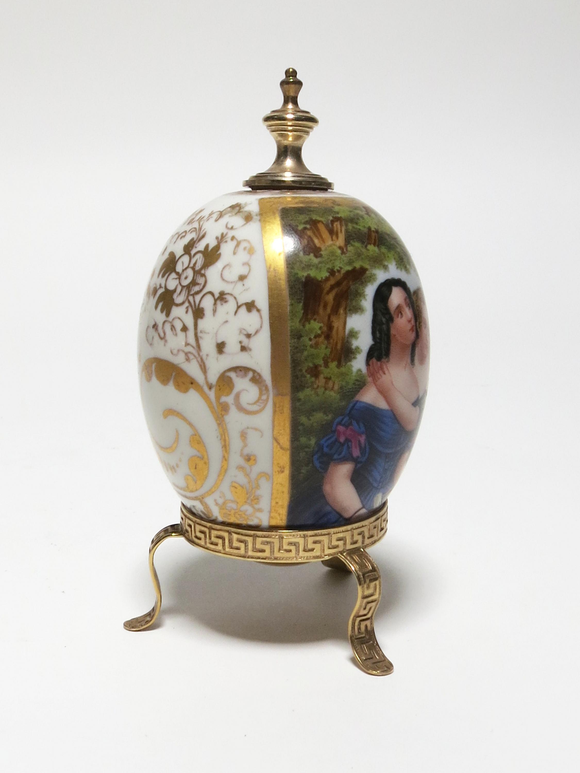 TWO PORCELAIN BIEDERMEIER EASTER EGGS. Presumably Germany. Date: 19th century. Technique: Porcelain, - Image 3 of 9