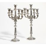 PAIR OF LARGE, MAGNIFICENT SILVER CANDELABRA. France. Date: Early 20th century. Maker/Designer: V.