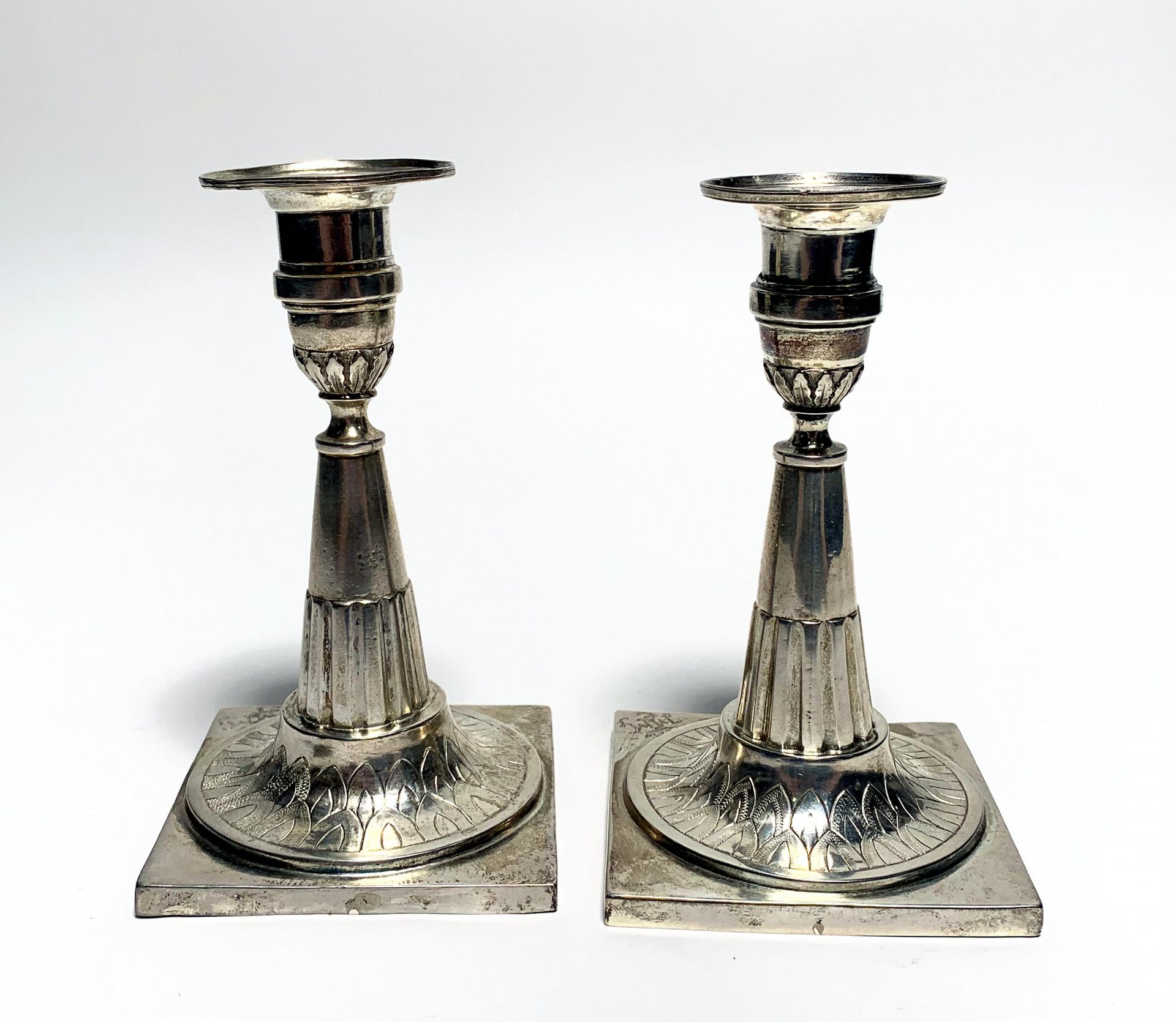 SIX SILVER CLASSICISM CANDLESTICKS. Augsburg. Date: 1785-87. Maker/Designer: Friedrich Jakob Biller. - Bild 10 aus 15