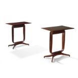 PAIR OF MACASSAR EBONY ART NOUVEAU SIDE TABLES OF MUSEUM-LIKE QUALITY, BLOCH MODEL. Ruhlmann,