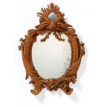 SMALL PEAR WOOD ROCOCO MIRROR CARTOUCHE OF MUSEUM-LIKE QUALITY. Würzburg. Date: Around 1770-75.