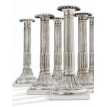 SIX MARVELOUS SILVER CANDLESTICKS WITH FLUTING DECOR. Augsburg. Date: 1781-1783. Maker/Designer: