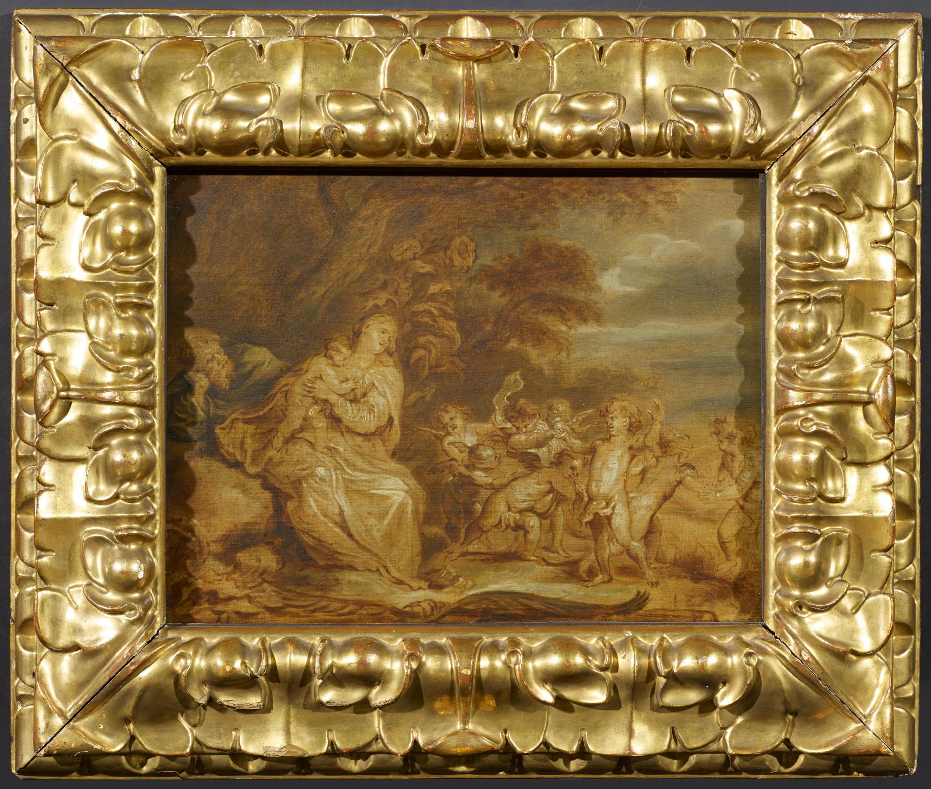 DYCK, ANTON VAN1599 Antwerp - 1641 LondonCopy 17th/18th. C.Title: The Holy Family with Angels. - Image 2 of 3