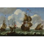 SMIT, AERNOUT1641 - 1710 AmsterdamCircleTitle: Marine. Dutch Frigates off the Coast. Technique: