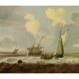 MOOY, CORNELIS PIETERSZ DEca. 1635 Delfshaven - 1693 RotterdamTitle: Ships on Rough Seas. Technique: