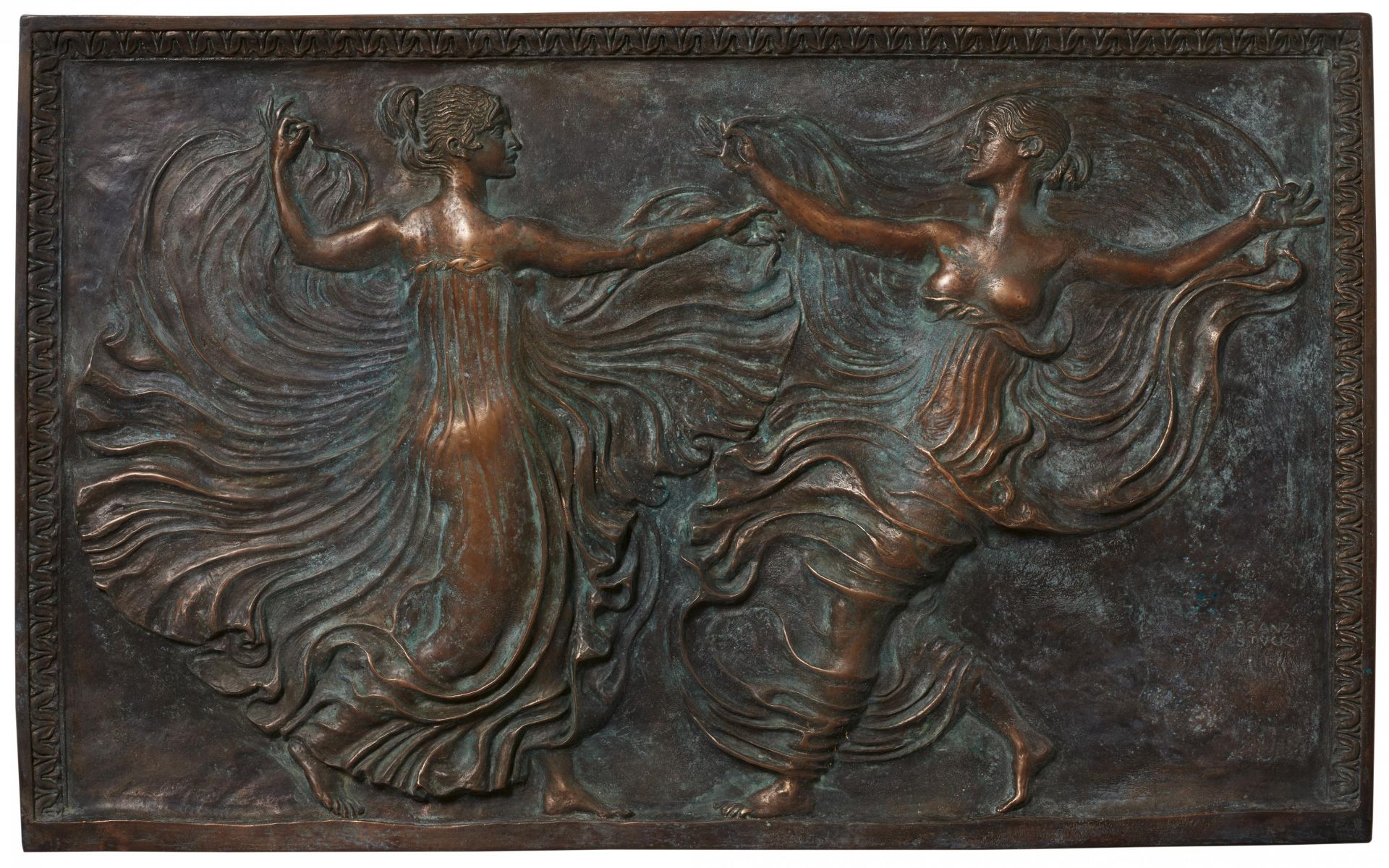 STUCK, FRANZ VON1863 Tettenweis - 1928 TetschenTitle: Serpent Dancer. Technique: Bronze relief on