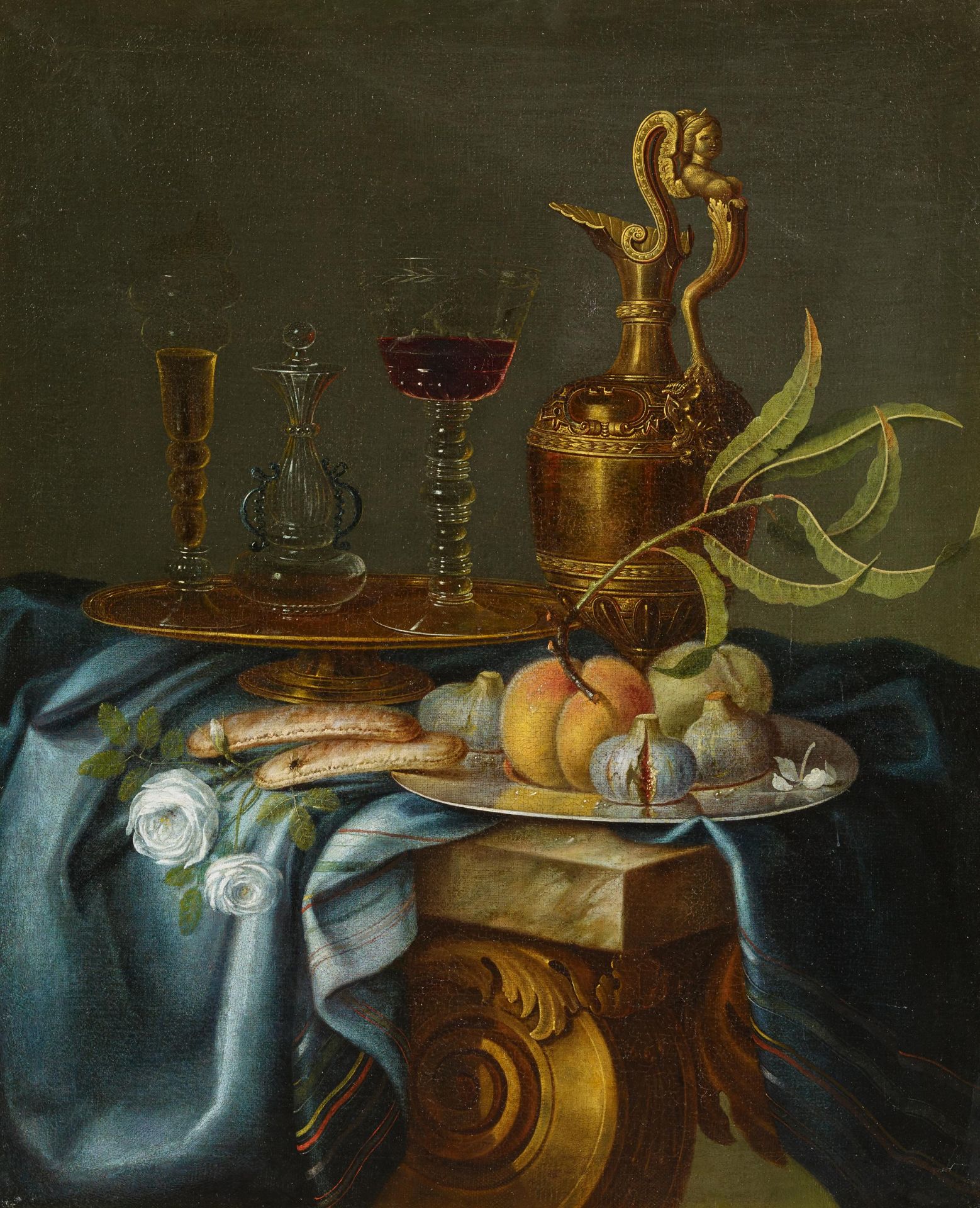 PFEILER, MAXIMILIAN1656 Prague - 1746 (?)Title: Magnificent Still Life with Fruit, Roses, Decanter