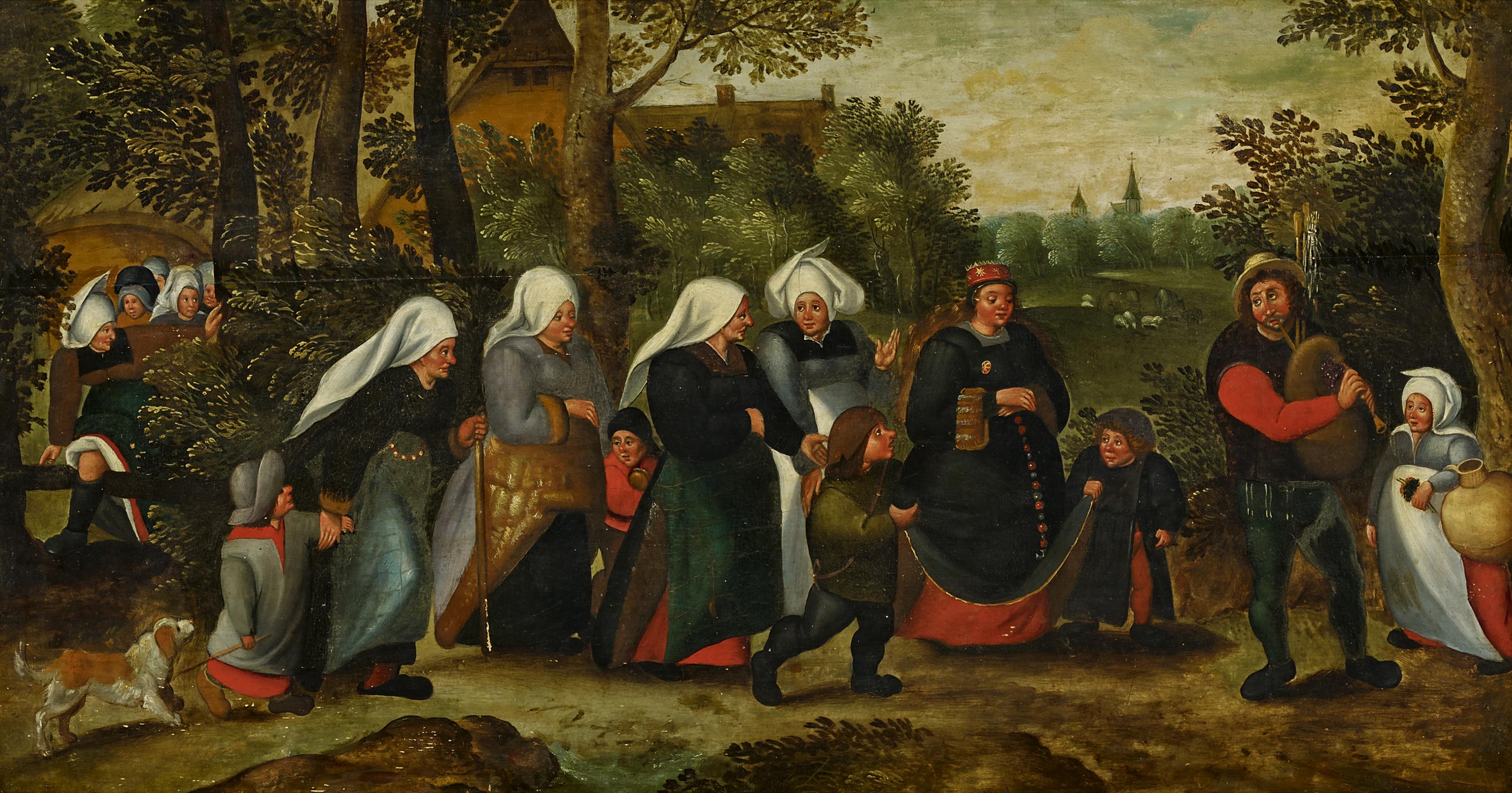 CLEVE, MARTEN VANAntwerp 1520 - 1570Title: A Bridal Procession. Technique: Oil on wood. Mounting: