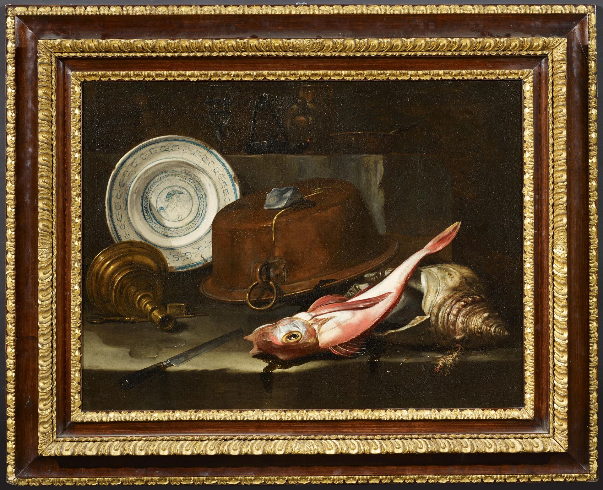 MONOGRAMMIST I.A.2nd half of the 17th centuryTitle: Still Life with Fish, Copper Kettle and - Image 2 of 4