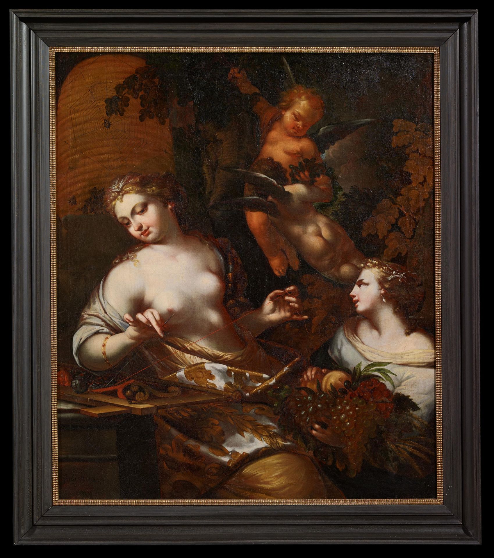 GERMAN MASTERca. 1700Title: "Industria". Allegory of Diligence. Technique: Oil on canvas. - Image 2 of 4