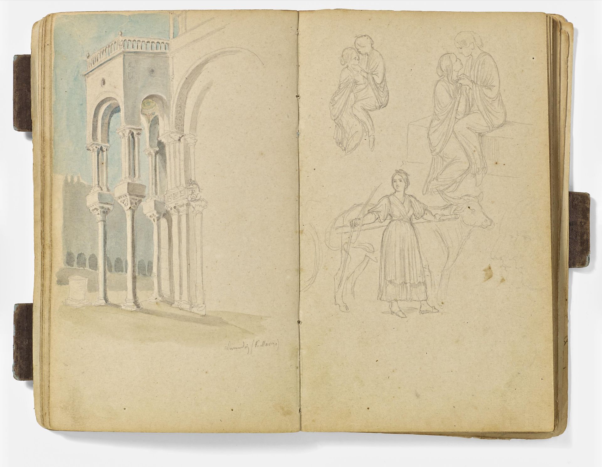 KAUPERT, GUSTAVKassel 1819 - 1897Title: Sketchbook, ca. 50 pages. Architecture, Italian landscapes - Image 4 of 6