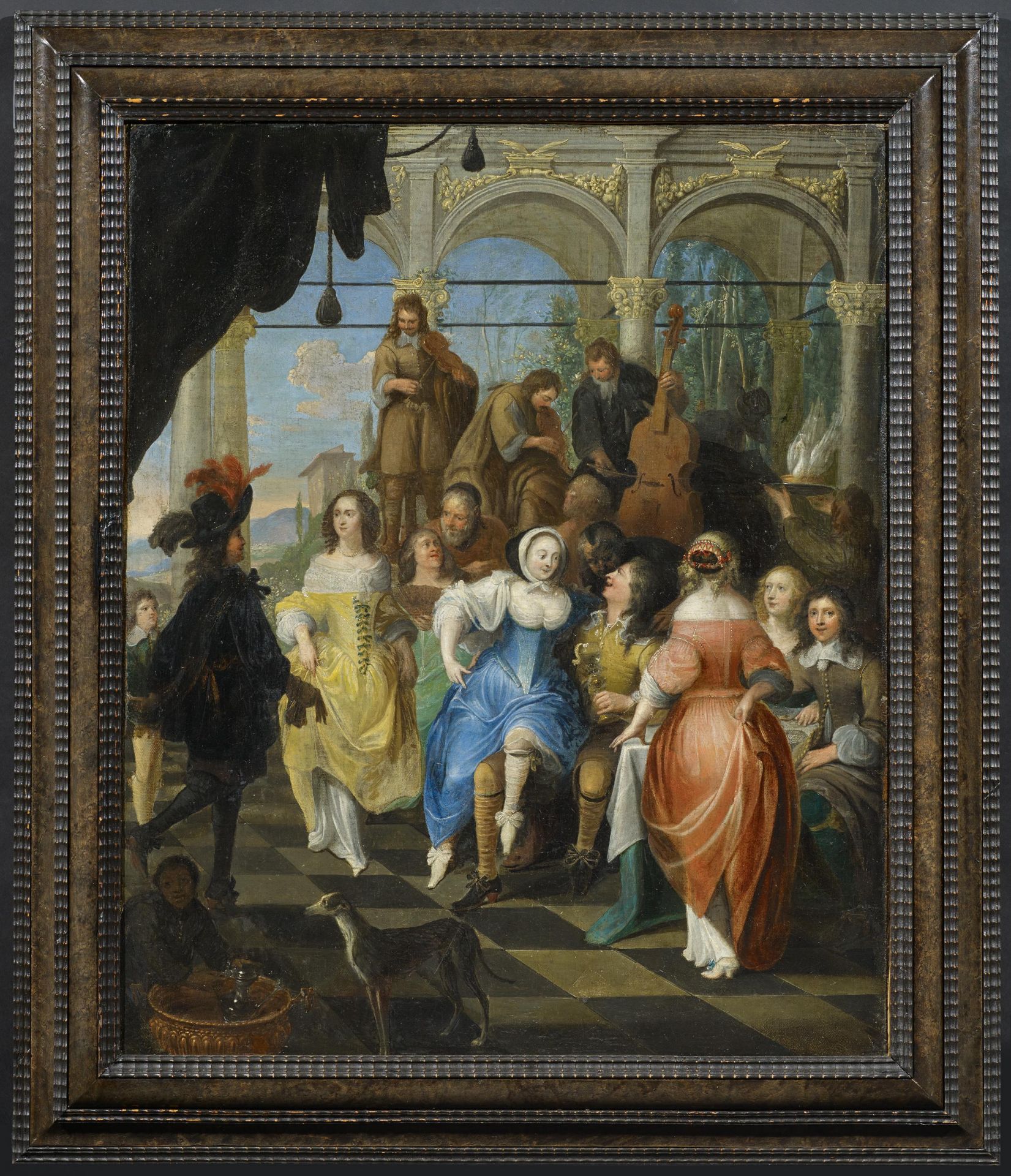 JANSSENS, HIERONYMUSAntwerp 1624 - 1693Title: Celebration with Musicians in an Open Palace - Image 2 of 3