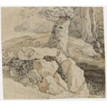 LESSING, KARL-FRIEDRICH1808 Wroclaw - 1880 KarlsruheTitle: Forest Landscape with Rocks. Study.