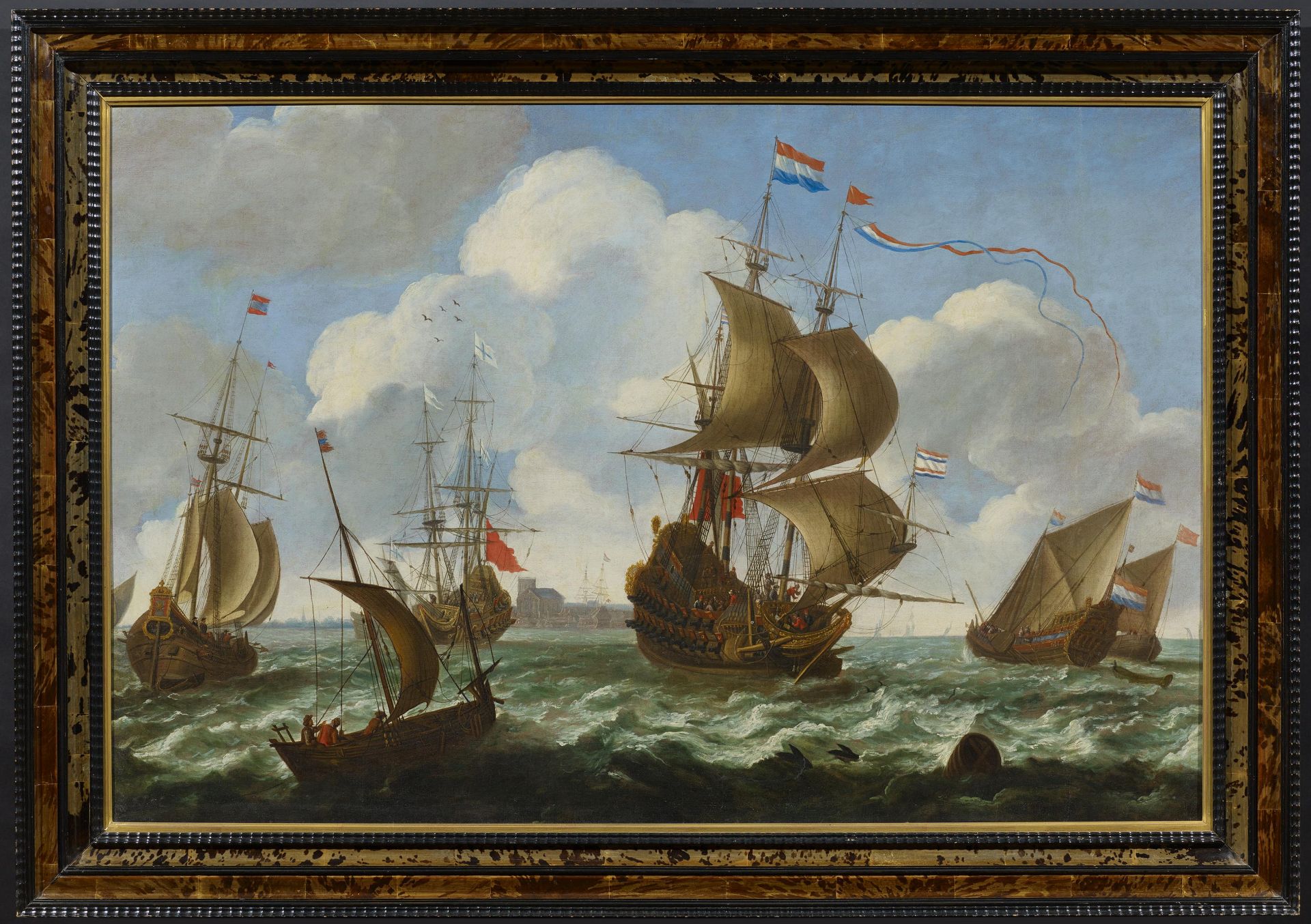 SMIT, AERNOUT1641 - 1710 AmsterdamCircleTitle: Marine. Dutch Frigates off the Coast. Technique: - Image 2 of 4