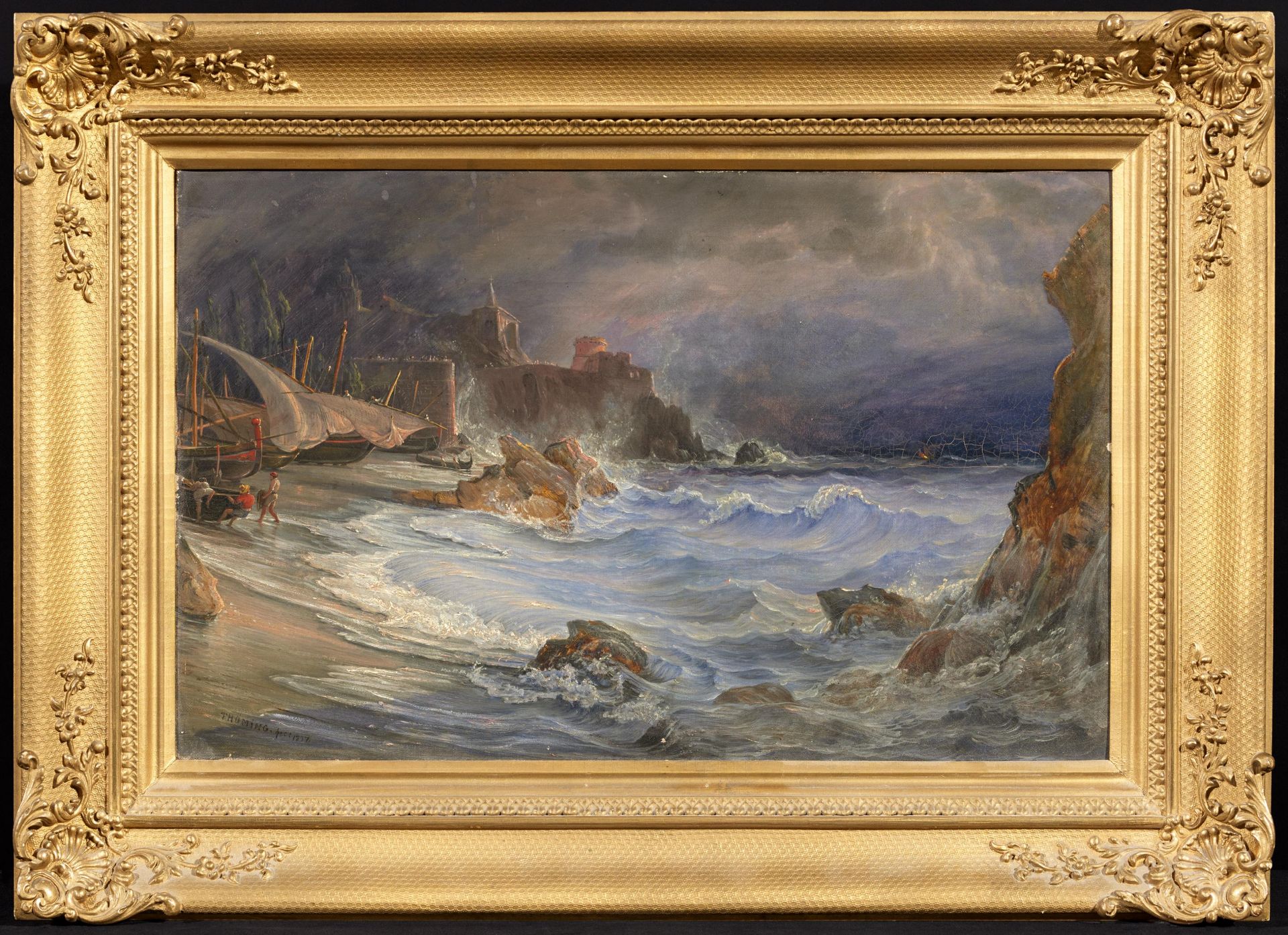THÖMING, FRIEDRICH1802 Eckernförde - 1863 NaplesTitle: Thunderstorm at the Coast. Fishermen - Bild 2 aus 3