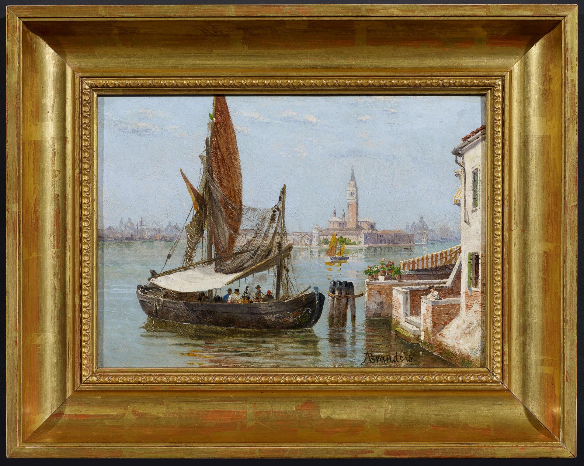 BRANDEIS, ANTONIETTA1849 Miskowitz - 1910 VeniceTitle: Fishing Boat in the Venice Lagoon. Technique: - Bild 2 aus 3