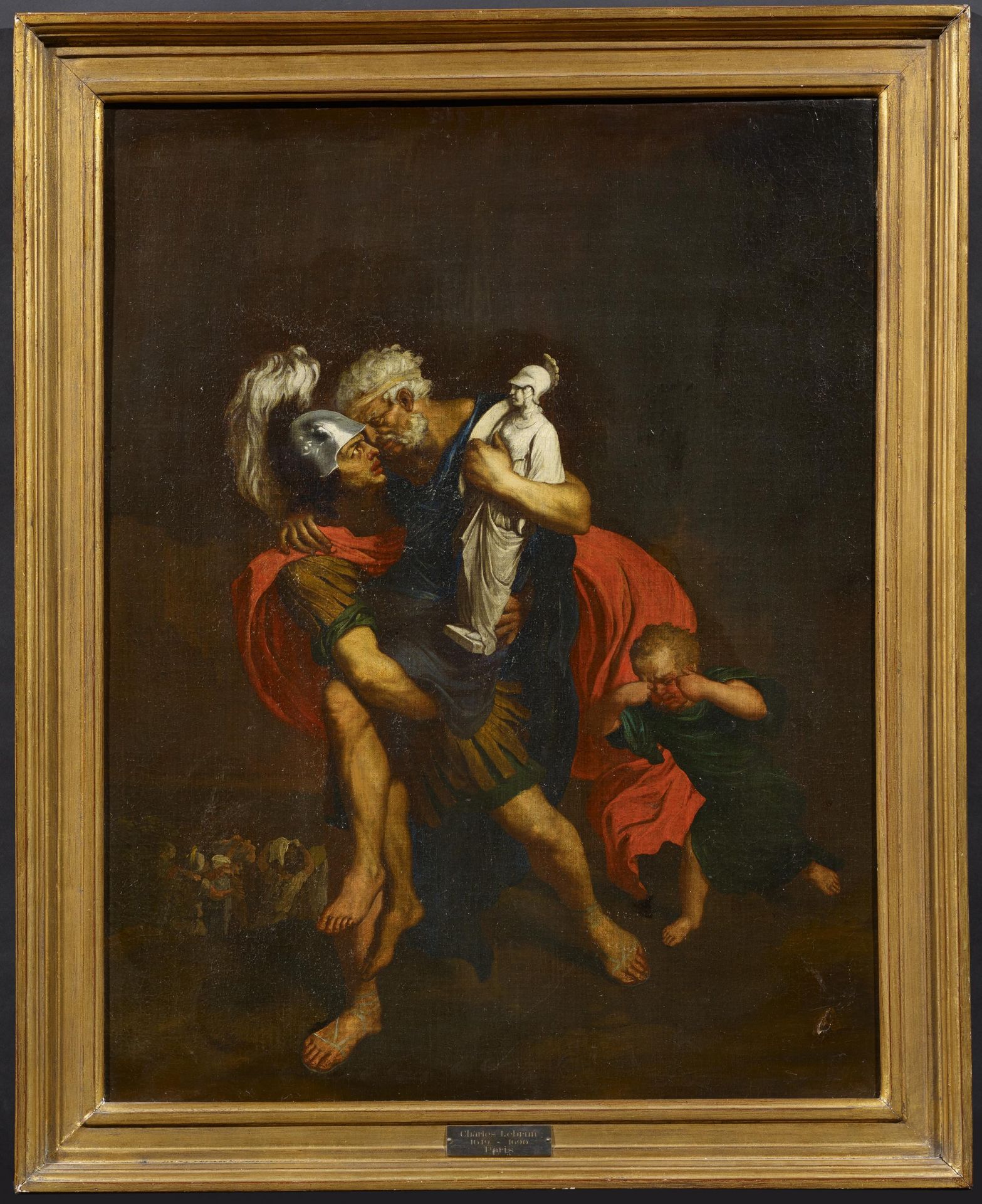 FRENCH MASTER18th / 19th C.Title: Aeneas and Anchises Escape from Troy. Technique: Oil. Height: - Bild 2 aus 5