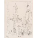 Feininger, LyonelNew York 1871 - 1956PARIS IV. 1938. Charcoal drawing on wove paper. 32 x 24.5cm.